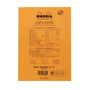 Bloc de notas grapado de 80 hojas rayadas con margen Rhodia N°16 image-1
