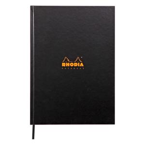 19052c-notepad-192-page-hardback-booklet-small-squares-with-header-frame-ribbon-bookmark-precut-corners-rhodia-rhodiactive-black-a4
