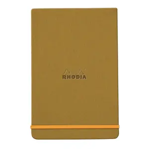 Blocco note rigido con bordi, 192 pagine a righe, microperforato, carta avorio, chiusura elastica Rhodia image-0
