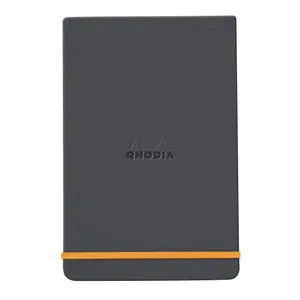 Blocco note rigido con bordi, 192 pagine a righe, microperforato, carta avorio, chiusura elastica Rhodia image-0
