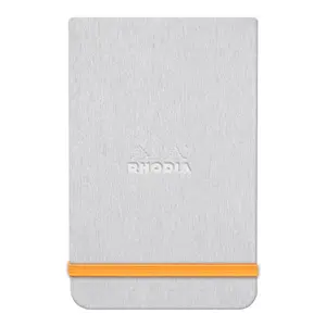 Blocco note rigido con bordi, 192 pagine a righe, microperforato, carta avorio, chiusura elastica Rhodia image-0