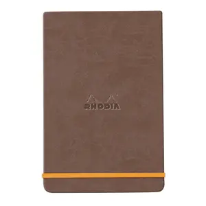 Blocco note rigido con bordi, 192 pagine a righe, microperforato, carta avorio, chiusura elastica Rhodia image-0