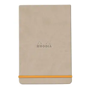 Blocco note rigido con bordi, 192 pagine a righe, microperforato, carta avorio, chiusura elastica Rhodia image-0