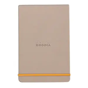 Blocco note rigido con bordi, 192 pagine a righe, microperforato, carta avorio, chiusura elastica Rhodia image-0
