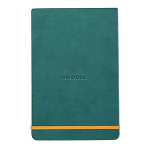 Blocco note rigido con bordi, 192 pagine a righe, microperforato, carta avorio, chiusura elastica Rhodia image-0