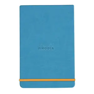 Blocco note rigido con bordi, 192 pagine a righe, microperforato, carta avorio, chiusura elastica Rhodia image-0