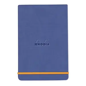 Blocco note rigido con bordi, 192 pagine a righe, microperforato, carta avorio, chiusura elastica Rhodia image-0