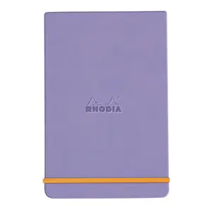 Blocco note rigido con bordi, 192 pagine a righe, microperforato, carta avorio, chiusura elastica Rhodia image-0