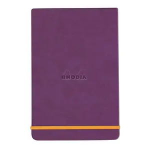 Blocco note rigido con bordi, 192 pagine a righe, microperforato, carta avorio, chiusura elastica Rhodia image-0