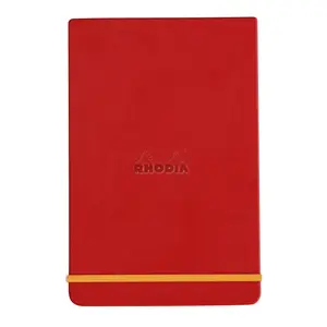 Blocco note rigido con bordi, 192 pagine a righe, microperforato, carta avorio, chiusura elastica Rhodia image-0