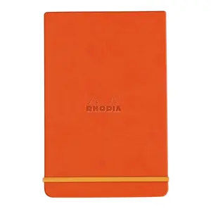 Blocco note rigido con bordi, 192 pagine a righe, microperforato, carta avorio, chiusura elastica Rhodia image-0