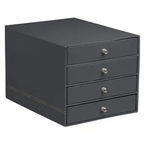 4-drawer storage box Italian faux leather Rhodia Rhodia image-0
