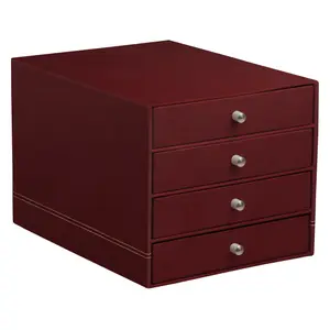 4-drawer storage box Italian faux leather Rhodia Rhodia image-0