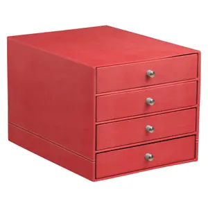4-drawer storage box Italian faux leather Rhodia Rhodia image-0