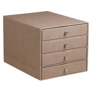 4-drawer storage box Italian faux leather Rhodia Rhodia image-0