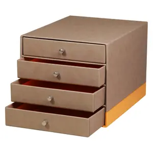 4-drawer storage box Italian faux leather Rhodia Rhodia image-1