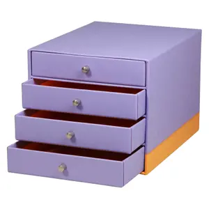 Caja de almacenamiento 4 cajones de simil piel italiana Rhodia Rhodia image-1