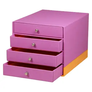 4-drawer storage box Italian faux leather Rhodia Rhodia image-1