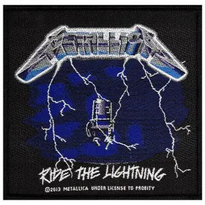 p1026-patch-textile-rock-a-gogo-metallica-ride-the-lightning-noir-bleu-gris-9-9x9-7-cm