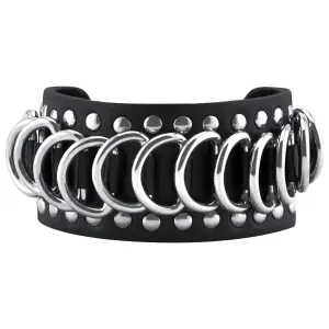Bracelet cuir à multi anneaux Rock à Gogo image-0