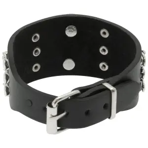 Pulseira de couro com caveira, corrente e rebites Rock à Gogo image-1