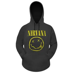 Hooded sweatshirt Rock à Gogo Nirvana Smiley On Charcoal image-0