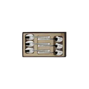 Set of 6 decor natura stainless steel coffee spoons Roger Orfèvre