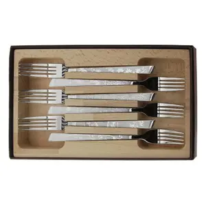 Set of 6 decor natura stainless steel forks Roger Orfèvre