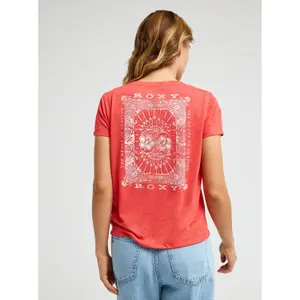 Women's V-Neck T-Shirt with Back Print Roxy Laguna Green image-2