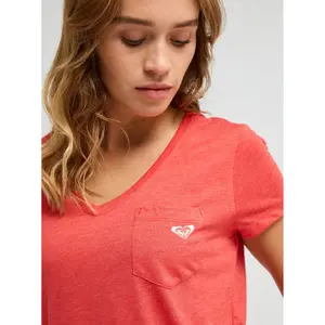 Women's V-Neck T-Shirt with Back Print Roxy Laguna Green image-3