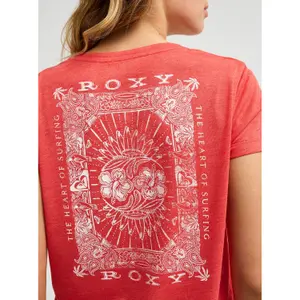 Women's V-Neck T-Shirt with Back Print Roxy Laguna Green image-4