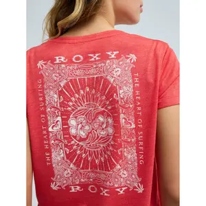 Women's V-Neck T-Shirt with Back Print Roxy Laguna Green image-5