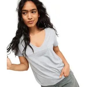 Women's V-Neck T-Shirt with Back Print Roxy Laguna Green image-0