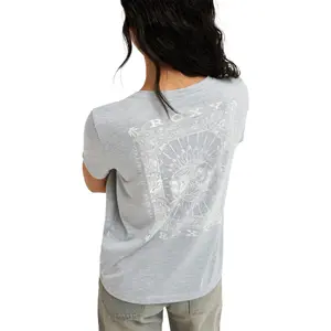 Women's V-Neck T-Shirt with Back Print Roxy Laguna Green image-1