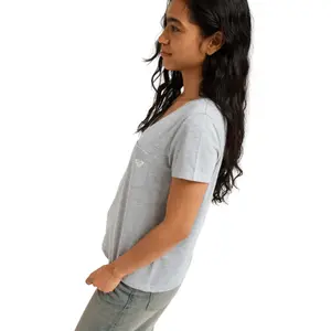 Women's V-Neck T-Shirt with Back Print Roxy Laguna Green image-2