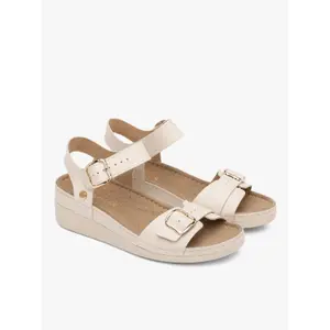 Womens leather wedge sandals Ryłko image-1