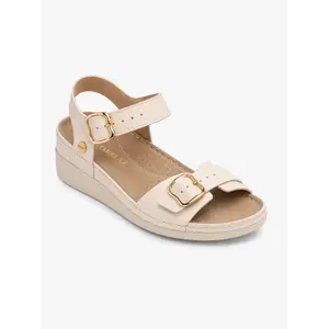 Womens leather wedge sandals Ryłko image-2