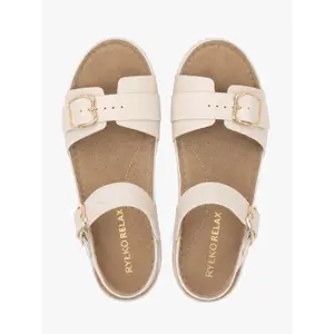 Womens leather wedge sandals Ryłko image-3