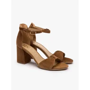 Suede Leather Decorative Strap Toe Heel Sandals Women Ryłko Tara image-1