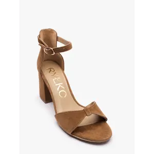 Suede Leather Decorative Strap Toe Heel Sandals Women Ryłko Tara image-2