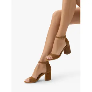 Suede Leather Decorative Strap Toe Heel Sandals Women Ryłko Tara image-5