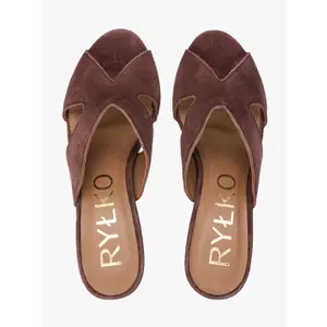 Suede Heeled Mules Women Ryłko image-4