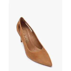 Rust suede pumps with cut-out and 8.5 cm heel for women Ryłko Phoebe image-3