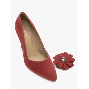 Suede flower detail court shoes for women Ryłko Aga image-4