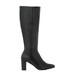 Black leather knee-high boots for women with wide calf Ryłko Kora image-0