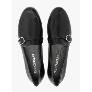 Leather ballet flats with strap for women Ryłko image-4