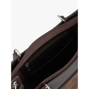 Large Women's Genuine Leather and Suede Handbag Ryłko image-5