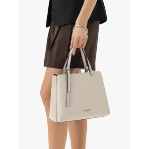 Leather Women's Handbag with Silver Metal Accents Ryłko 120 cm image-3