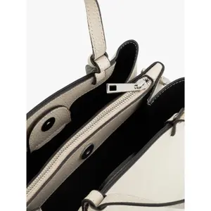 Leather Women's Handbag with Silver Metal Accents Ryłko 120 cm image-5