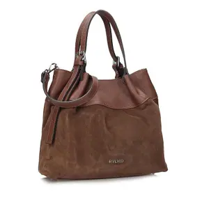 Genuine Leather and Suede Handbag for Women Ryłko image-1